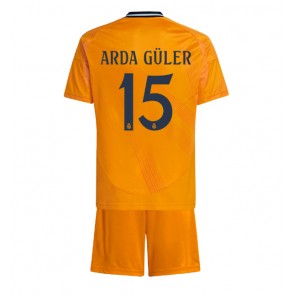 Real Madrid Arda Guler #15 Borta Kläder Barn 2024-25 Kortärmad (+ Korta byxor)